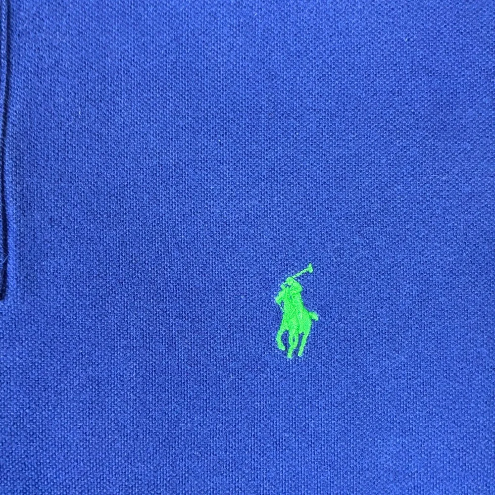VTG Polo Ralph Lauren Mens Size Large Blue Lime Green Pony Mesh Pique Polo Shirt